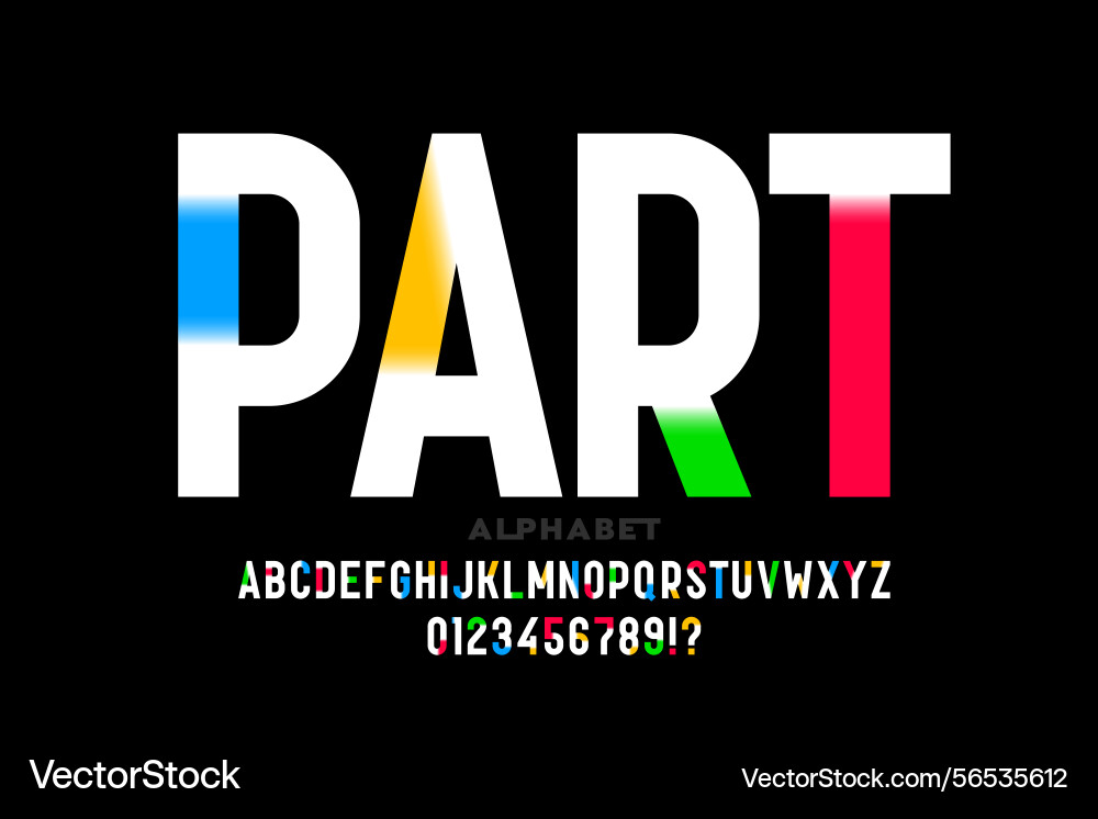 Part font alphabet letters and numbers Part font alphabet letters and numbers vector image