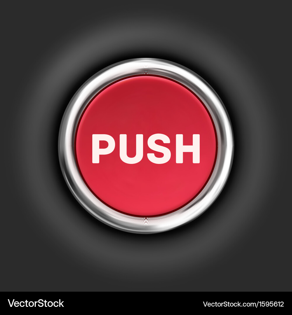 Red Glossy Metallic Push Button vector image