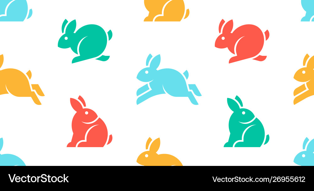 Seamless pattern with rabbit logo Vector Image