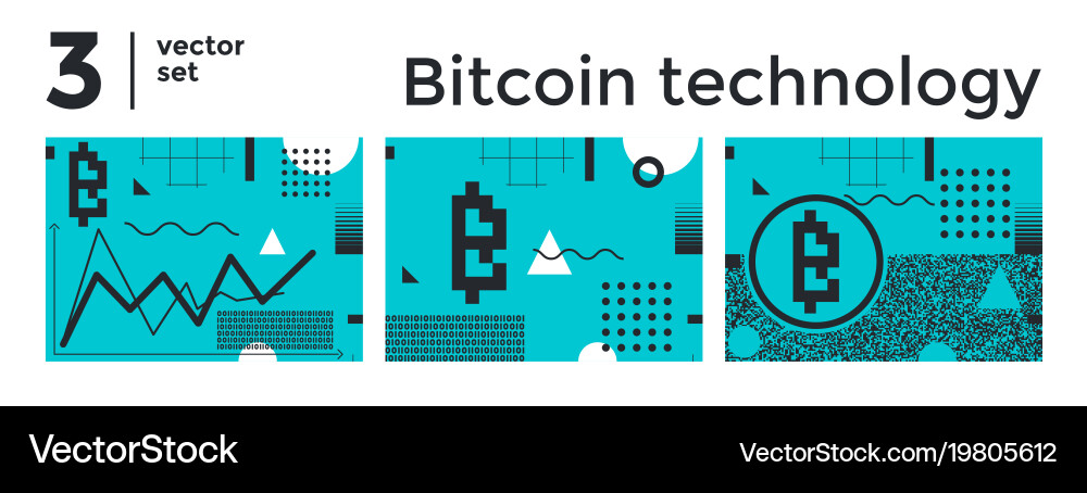 Set abstract background bitcoin technology vector image