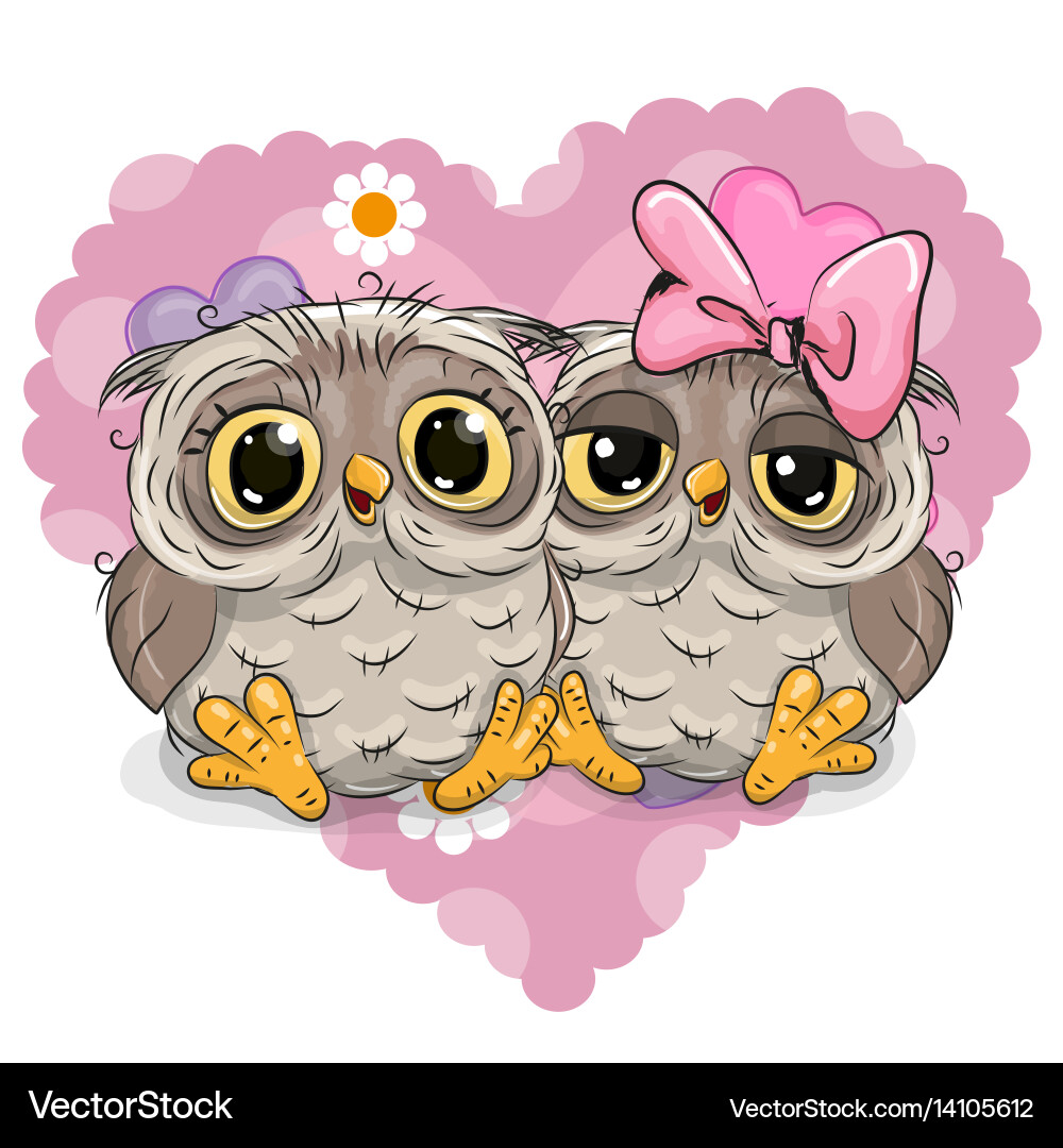 Two cute owls Royalty Free Vector Image - VectorStock