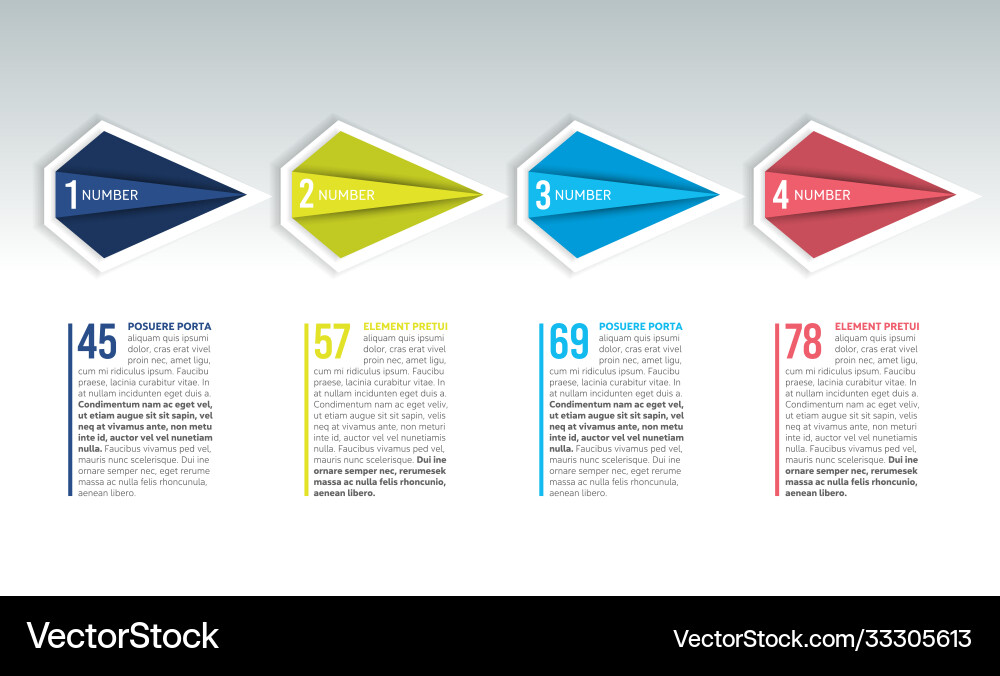 4 steps arrow tutorial chart diagram step 4 steps arrow tutorial chart diagram step Vector Image