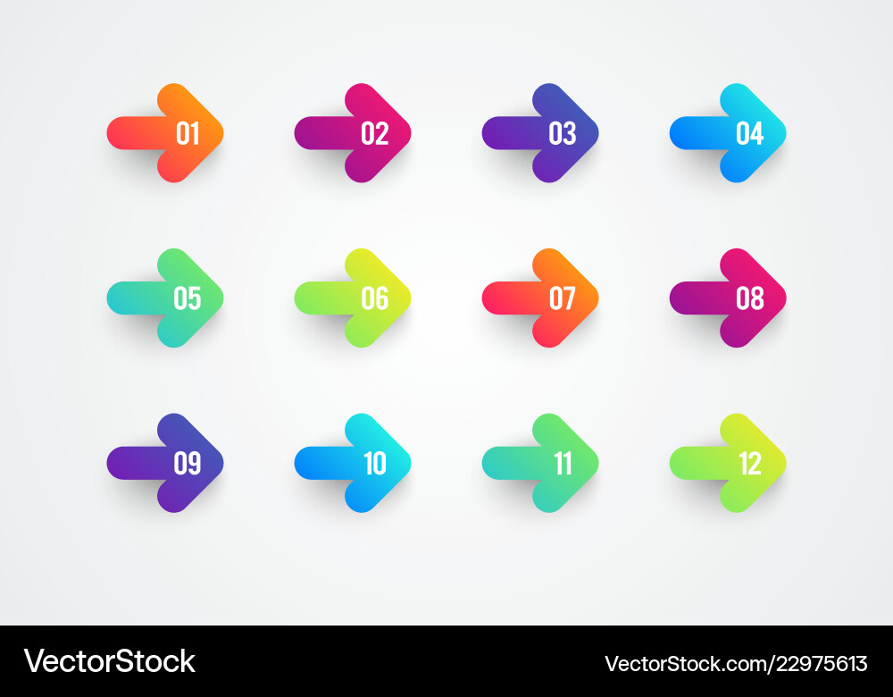 Abstract flat colorful gradient arrow bullet point Abstract flat colorful gradient arrow bullet point vector image