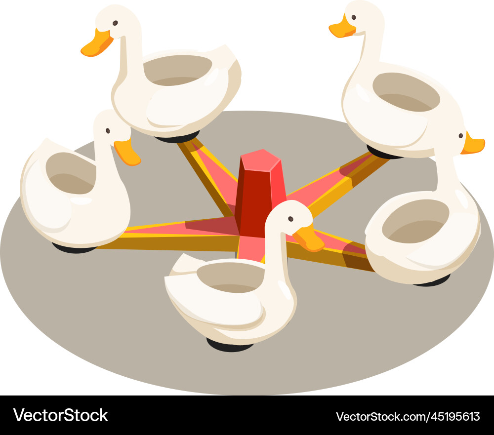 Amusement duck carousel composition Vector Image