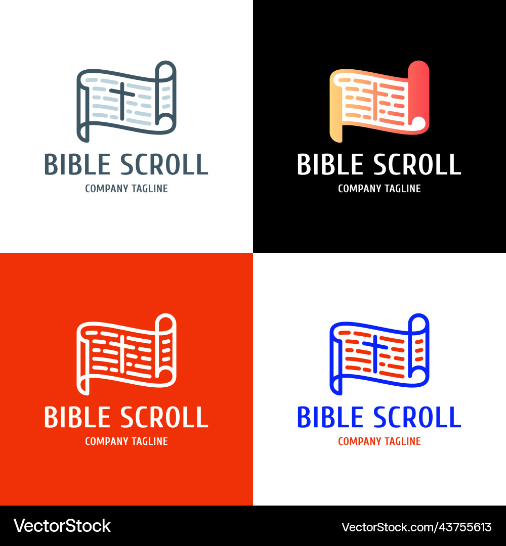 Biblical scroll with a cross in the center logo Biblical scroll with a cross in the center logo Vector Image