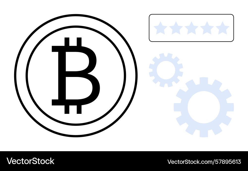Cryptocurrency token with blockchain gear elements Vector Image