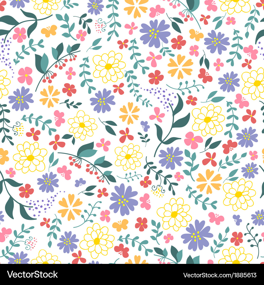 Floral Spring Seamless Pattern Vector Image