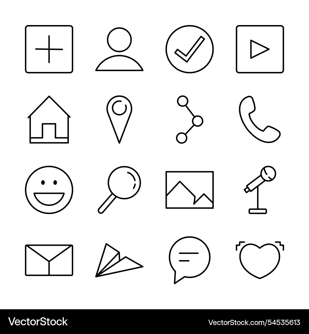 Line art icon set of communication message Line art icon set of communication message vector image