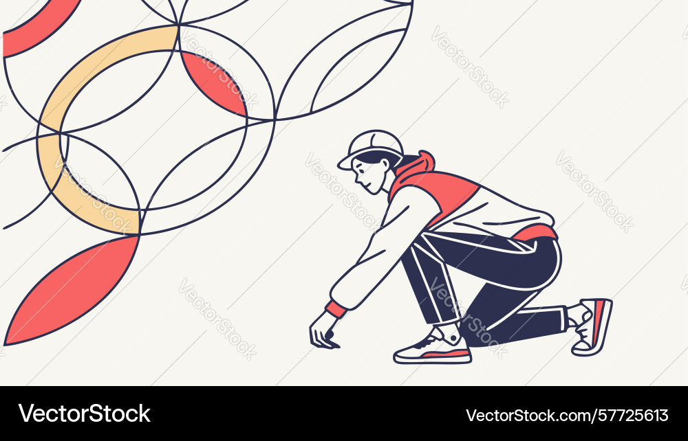 Person interacting with dynamic geometric pattern Vector Image