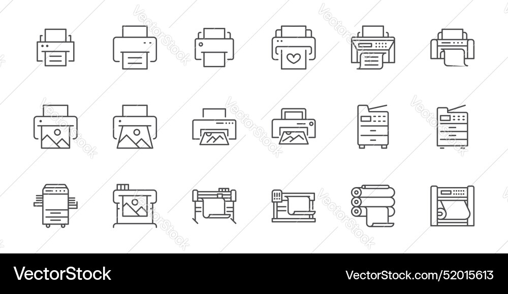 Printer line icon set large format printing Printer line icon set large format printing vector image