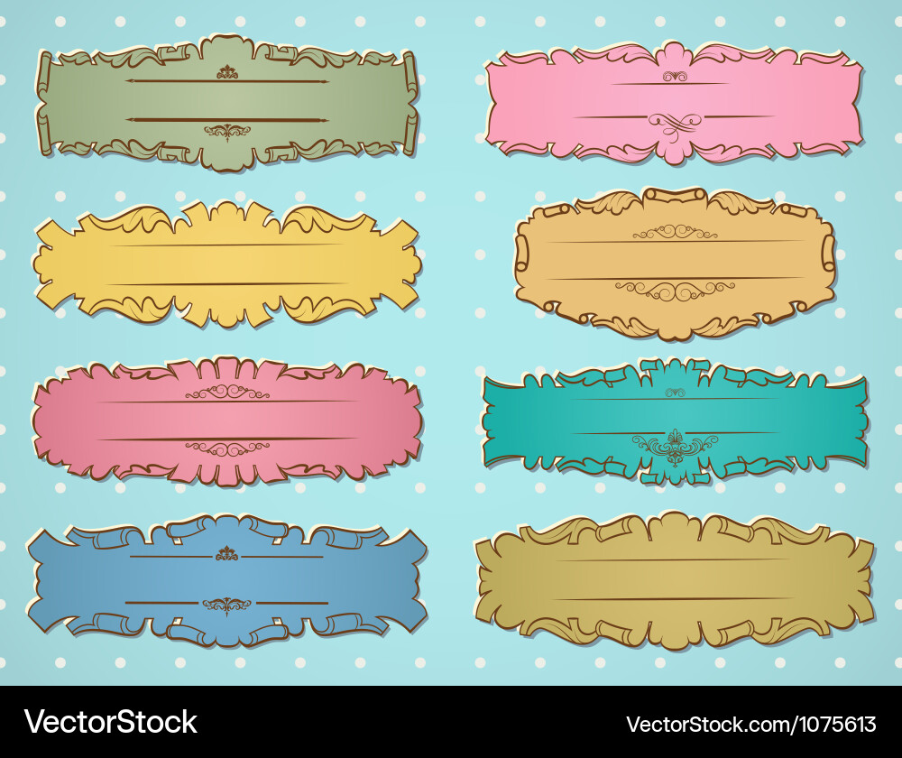 Retro Vintage Scroll Frame Set vector image