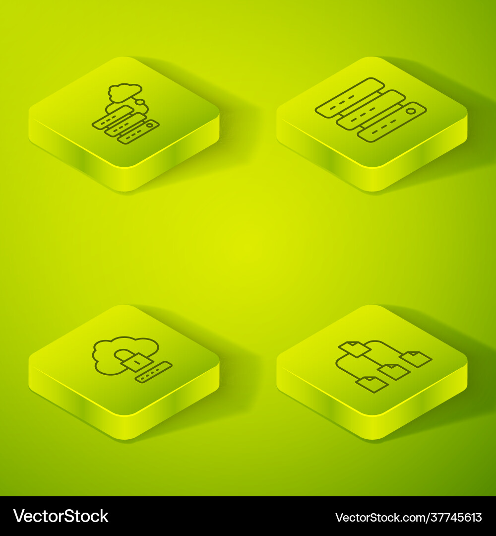 Set isometric line server data web hosting Set isometric line server data web hosting Vector Image
