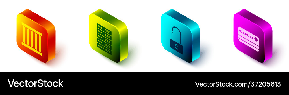 Set isometric prison window server data web Set isometric prison window server data web Vector Image