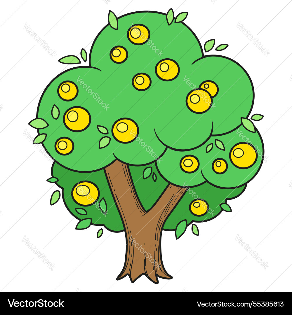 Tree with apples color variation for coloring Tree with apples color variation for coloring vector image