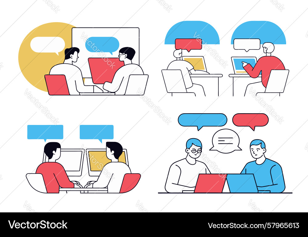 Two Developers Discussing - Speech Bubbles vector image