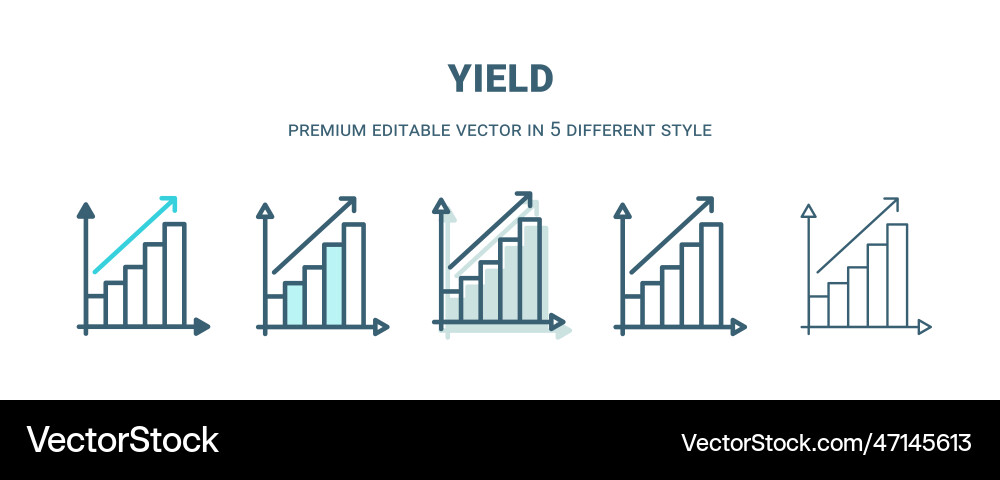 Yield icon in 5 different style outline filled Vector Image