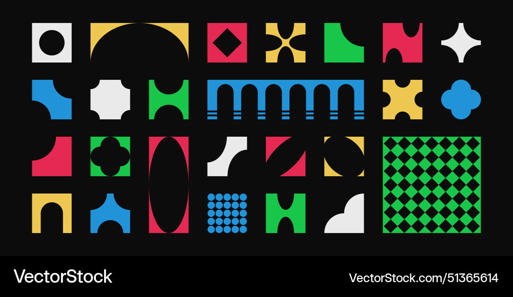 Abstract colorful retro shapes basic brutal forms Abstract colorful retro shapes basic brutal forms vector image