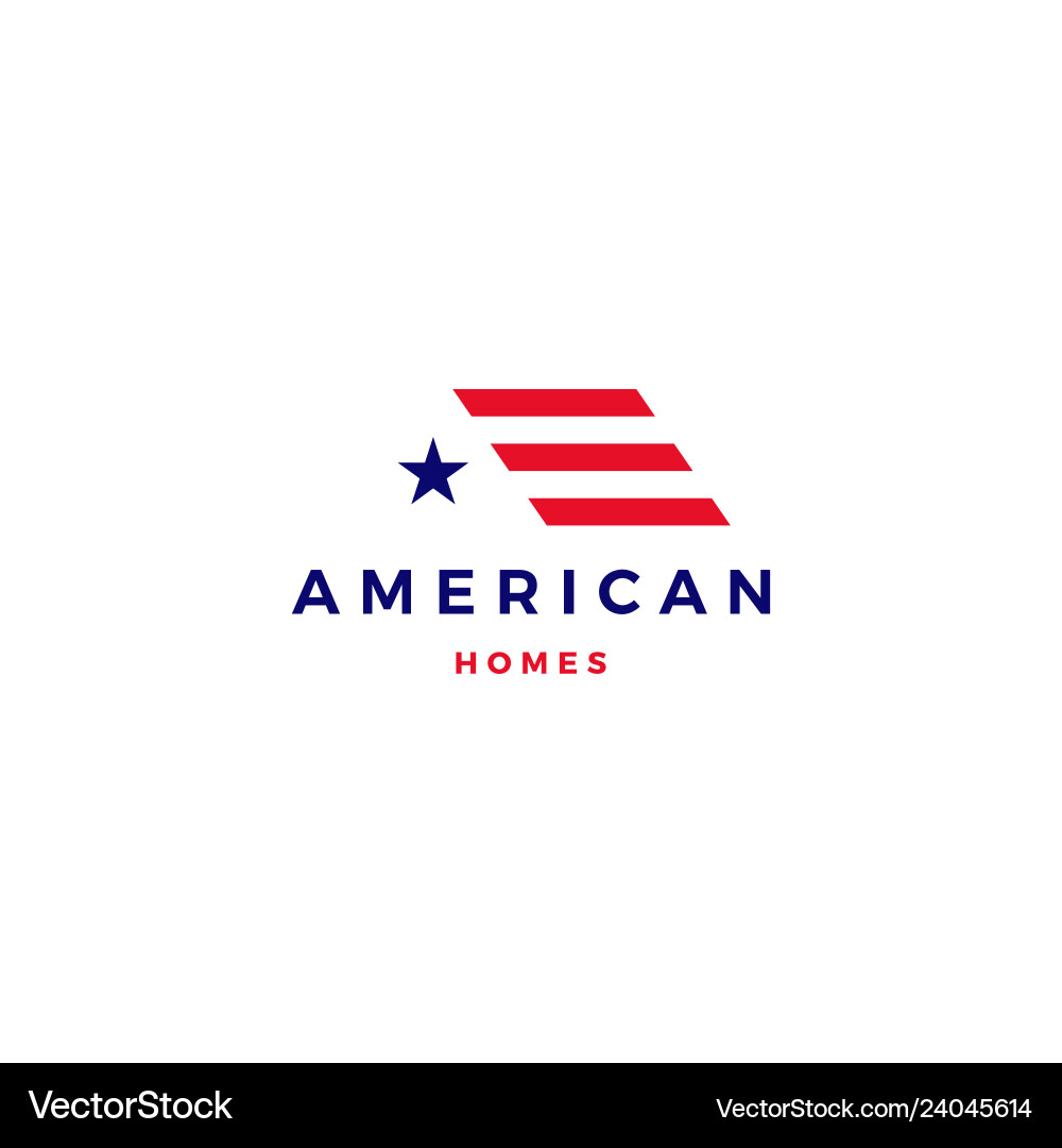 American Flag House Logo Vector Image