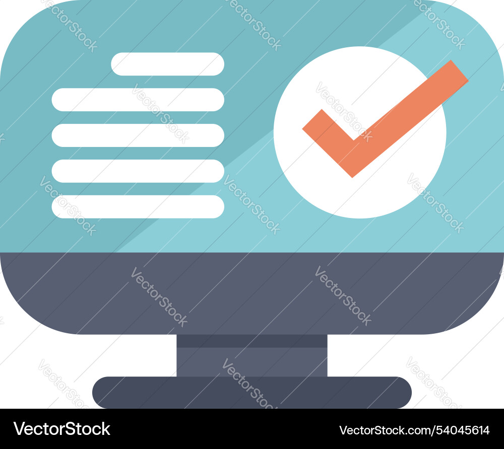 Computer monitor displaying checkmark icon Computer monitor displaying checkmark icon vector image