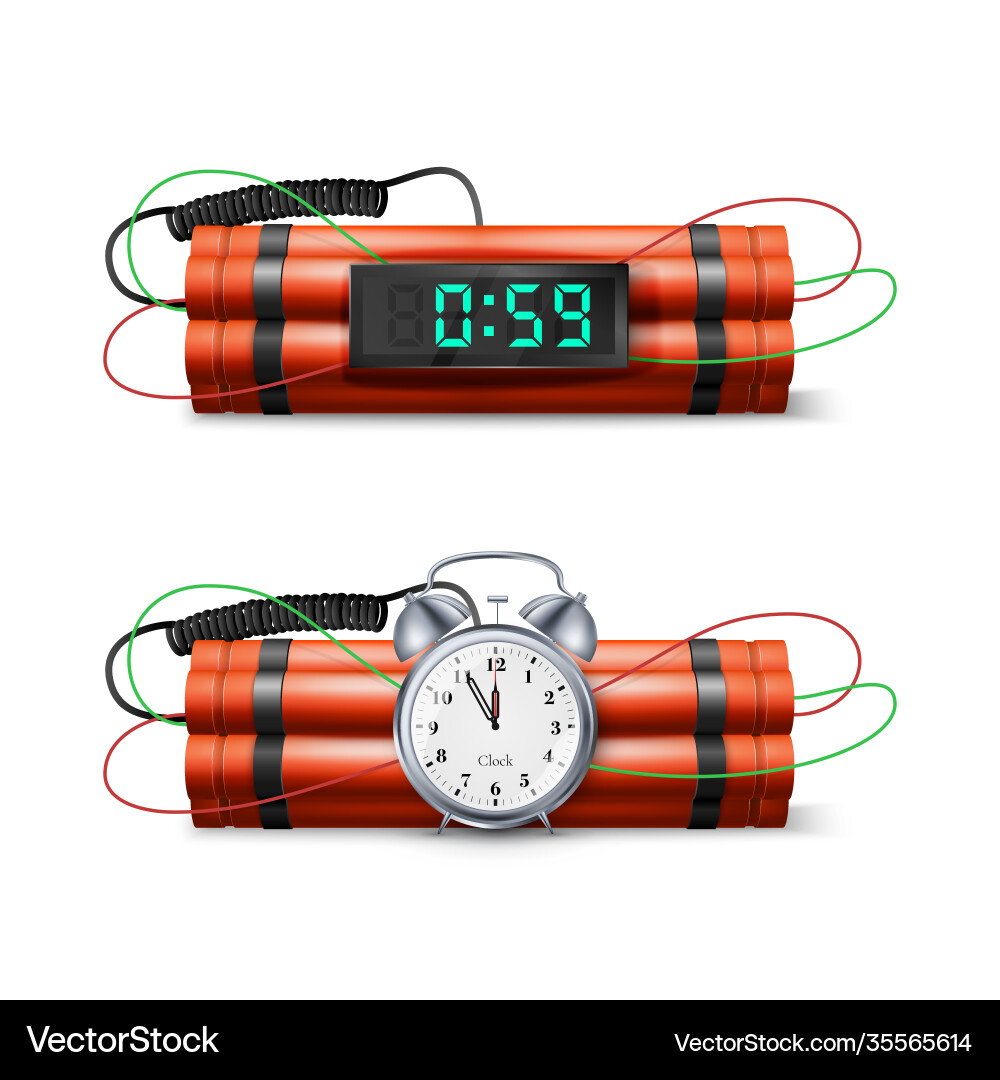 Dynamite Bomb Countdown Timer Vector Image