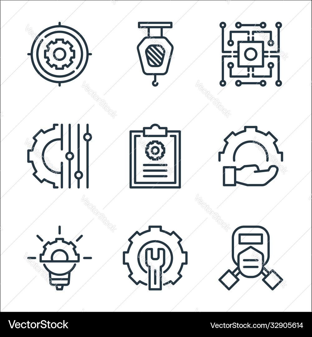 Engineering line icons linear set quality Vector Image