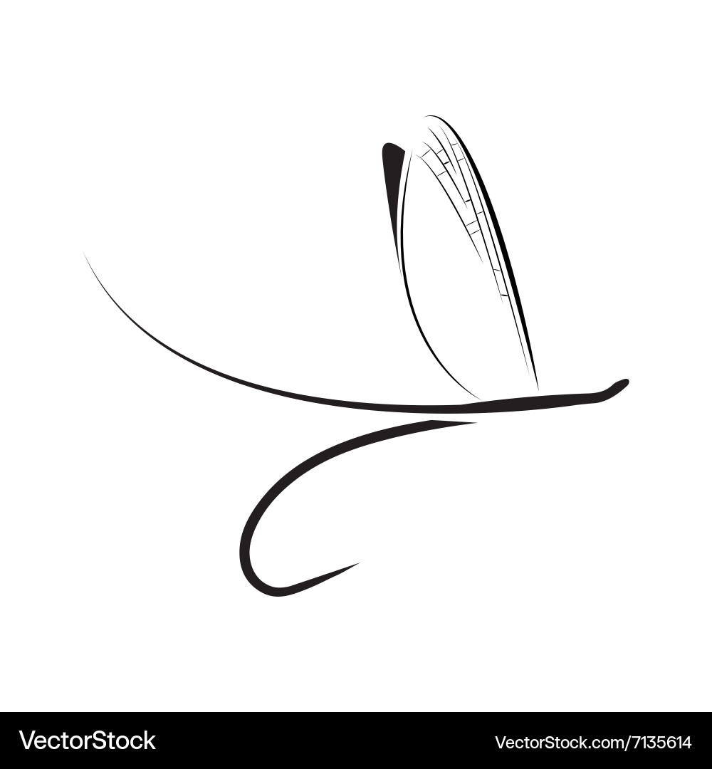 Fly Fishing Icon - Trout & River Vector Image