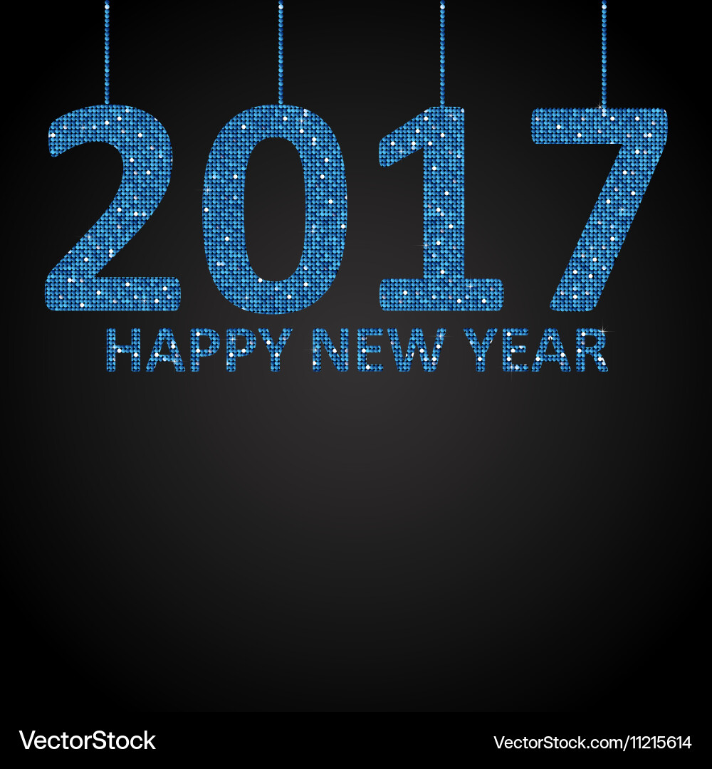 Glittering blue sequins number 2017 string Vector Image