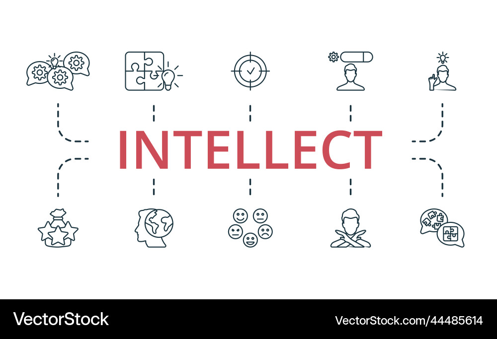 Intellect icon set monochrome simple Vector Image