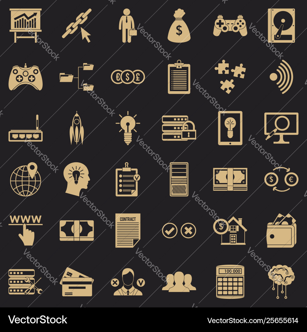 It business icons set simple style It business icons set simple style vector image
