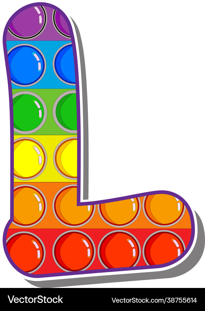 Regenbogen Letter L Pop It Toy Vektorbild