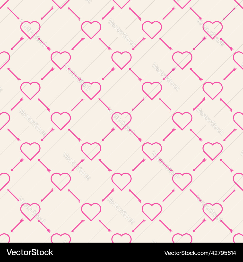 Seamless background pattern heart amp arrow shape Vector Image
