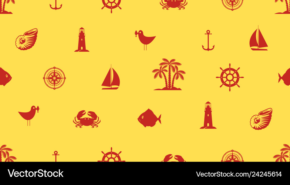 Seamless background with cute sea objects Seamless background with cute sea objects vector image
