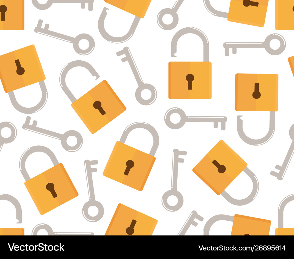 Seamless pattern key and lock icon flat style Vector Image