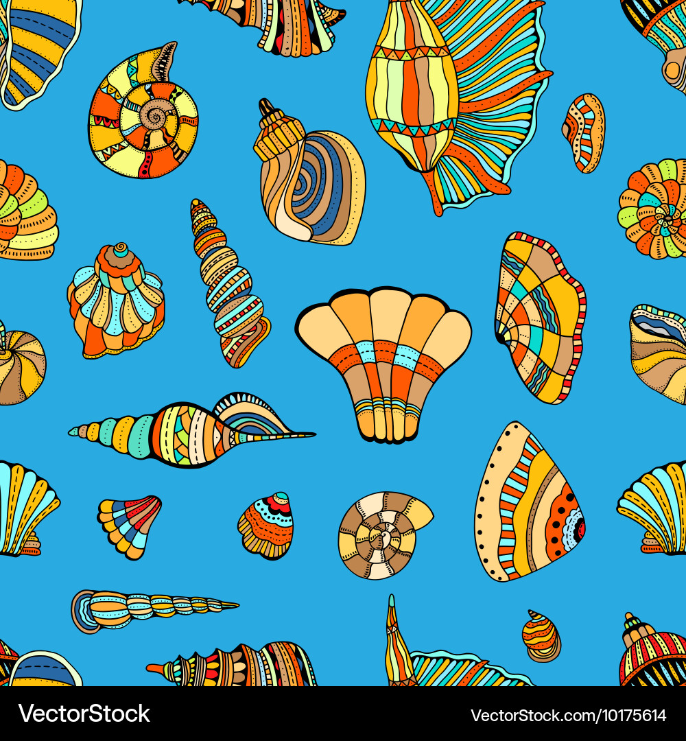 Seashell seamless pattern Vector Image