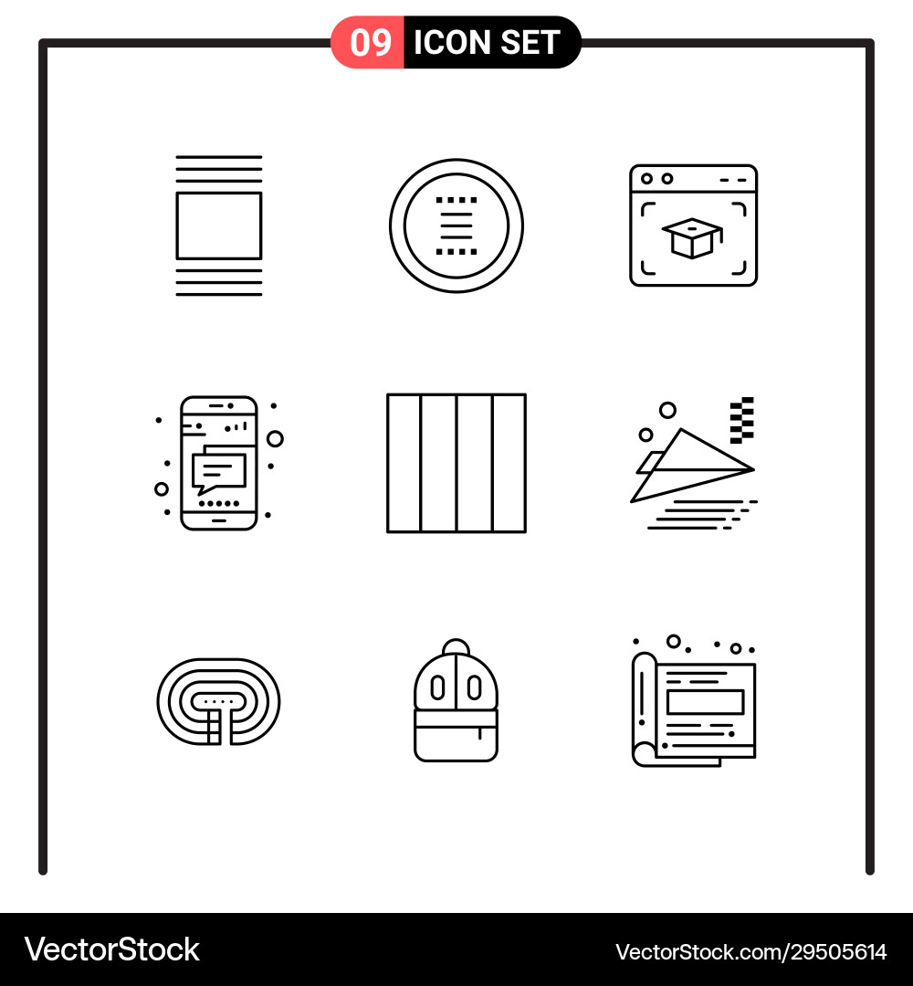 Set 9 line style icons for web and mobile Vector Image