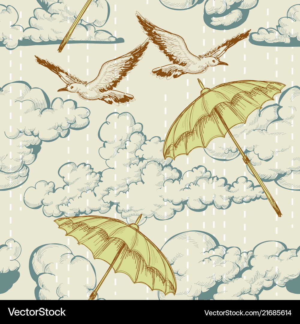 Sky Clouds and Rain Pattern Royalty Free Vector Image
