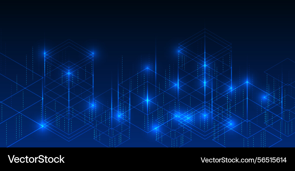 Stacked squares represent massive data storage vector image