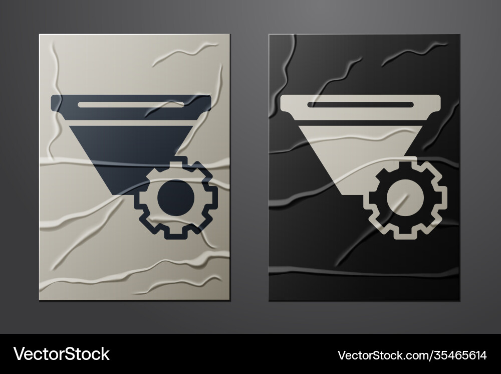 White filter setting icon isolated on crumpled Vector Image