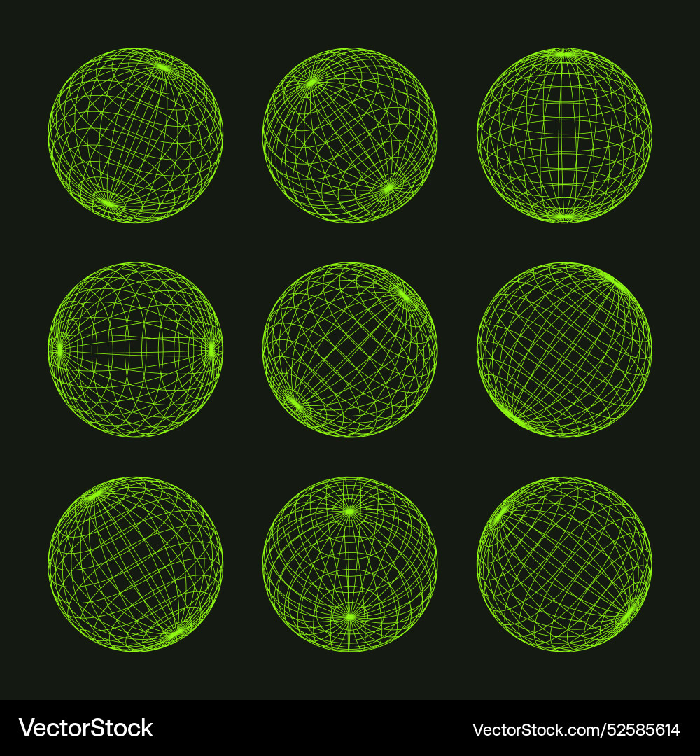 Wireframe shapes lined sphere perspective mesh Wireframe shapes lined sphere perspective mesh vector image