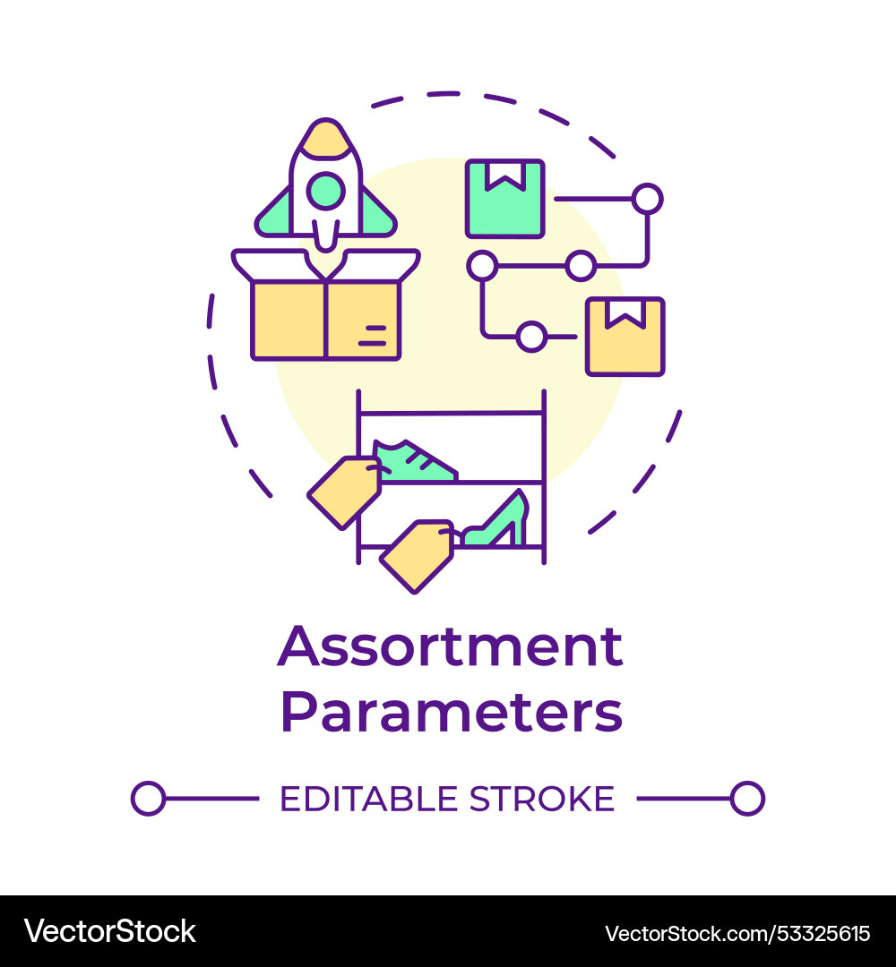Assortment parameters multi color concept icon Assortment parameters multi color concept icon Vector Image
