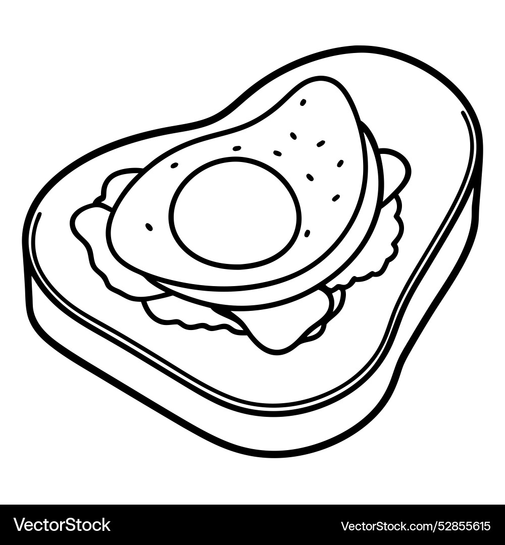 Avocado toast with poached eggs Avocado toast with poached eggs Vector Image