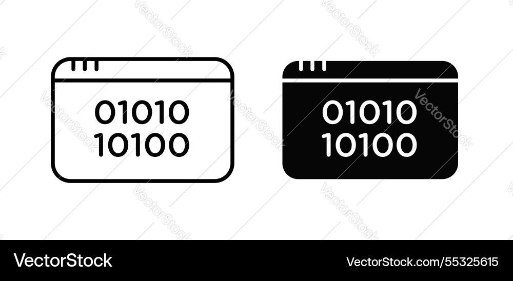 Binary code icons pack in black flat and strokes Binary code icons pack in black flat and strokes Vector Image