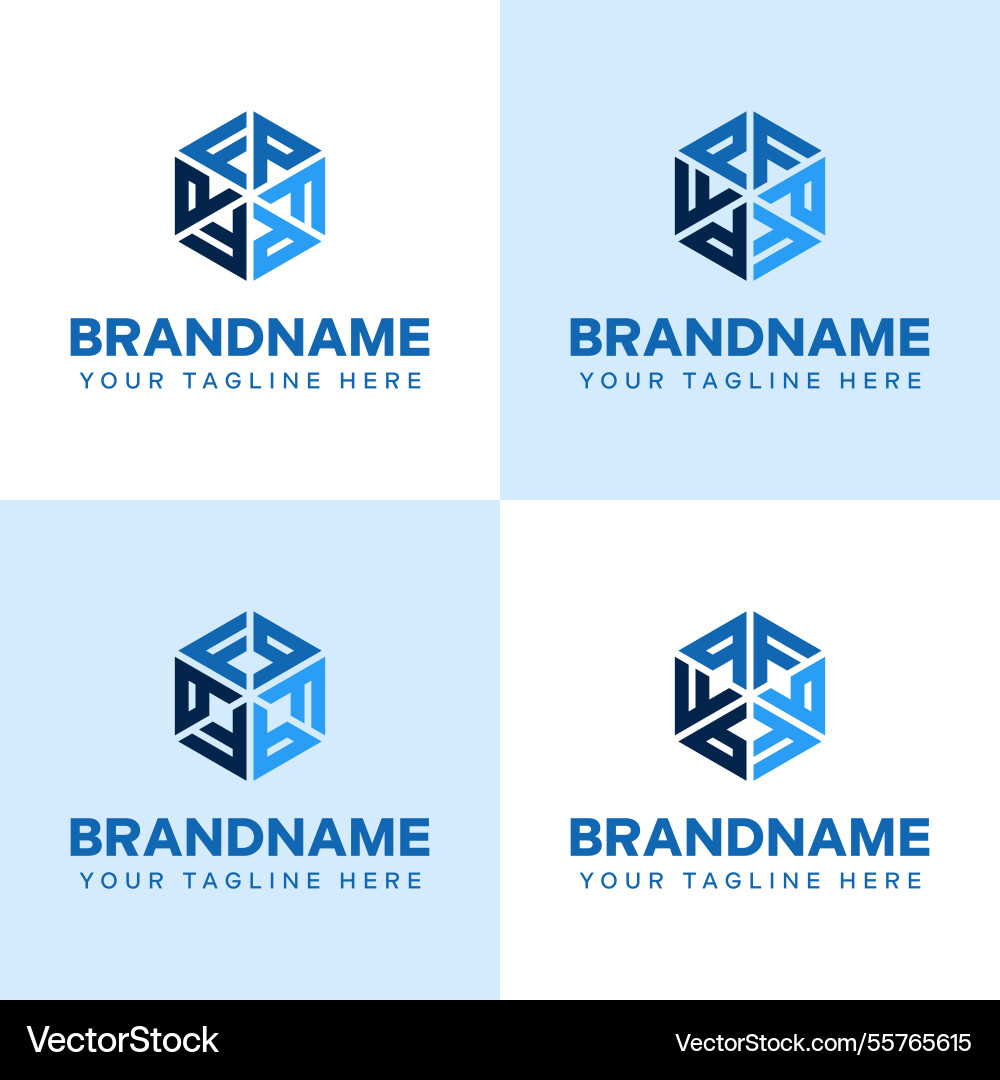 Buchstaben fp pf fq qf hexagon logo symbolisierung Buchstaben fp pf fq qf hexagon logo symbolisierung vektorbild