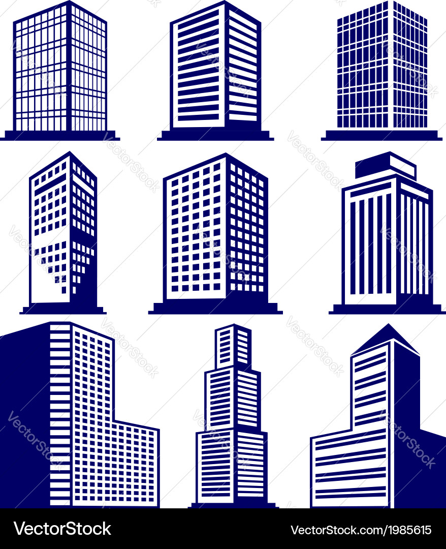 Building Icon Set - Modern Architecture vector image