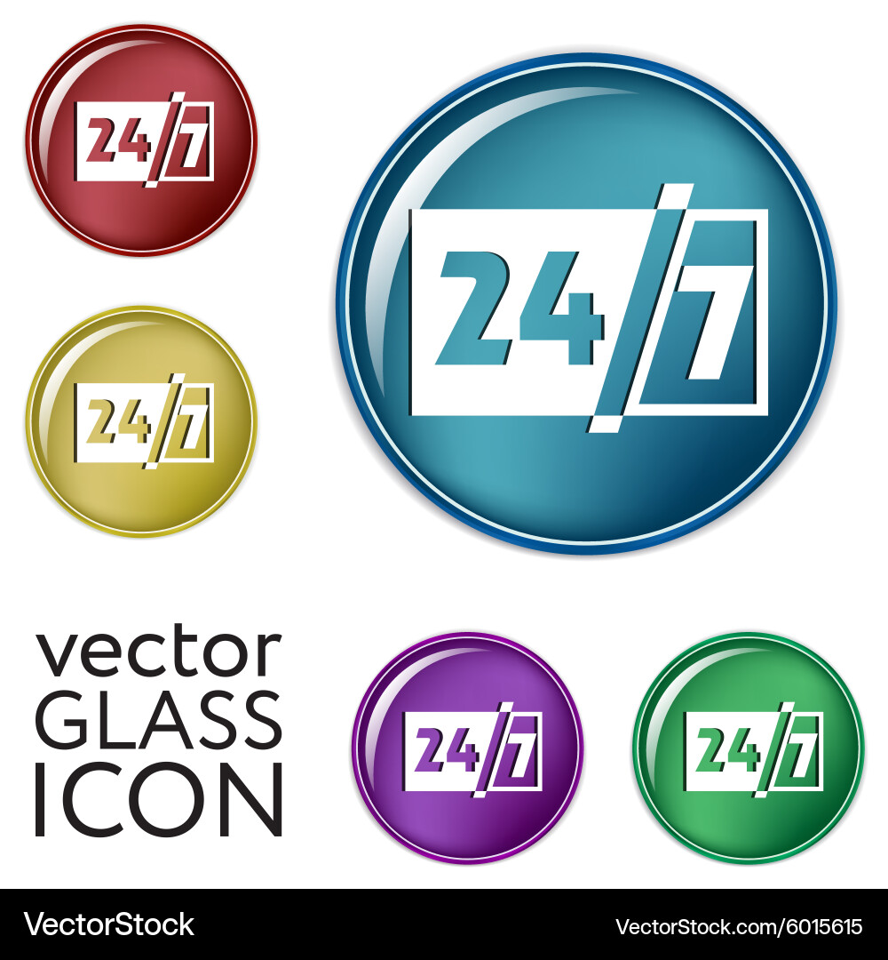 Character 24 7 open hours a day and days Vector Image