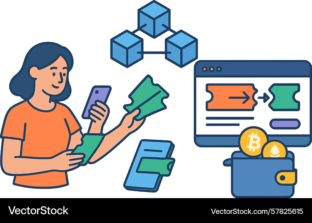 Digital currency transactions and blockchain Digital currency transactions and blockchain Vector Image