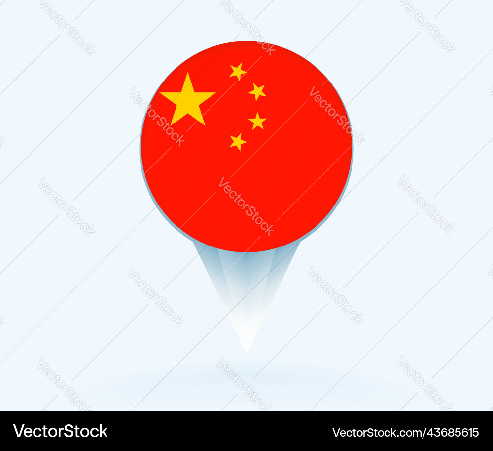 Map pointer with flag of china Vector Image