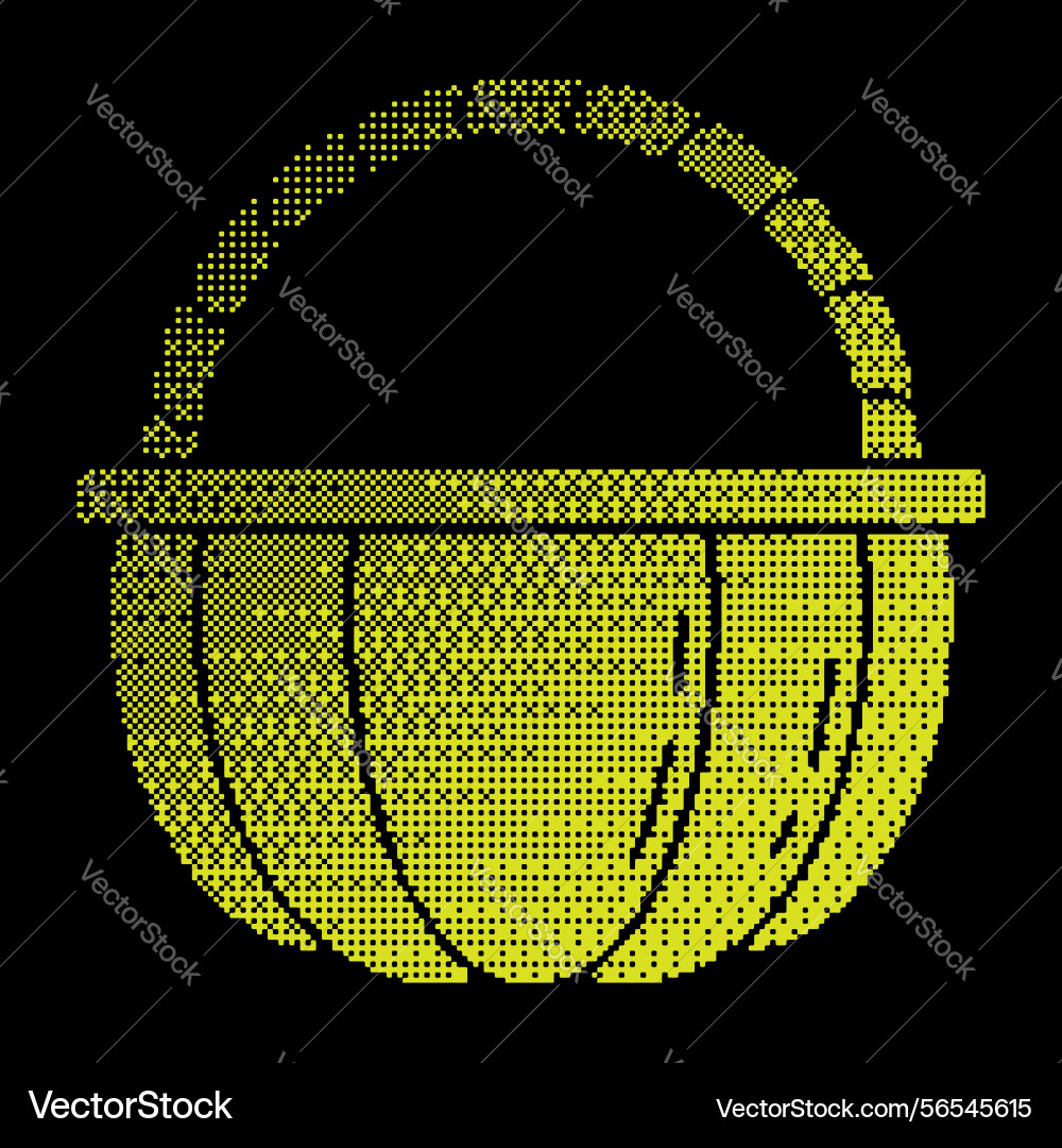 Pixel basket with handle shell halftone vector image