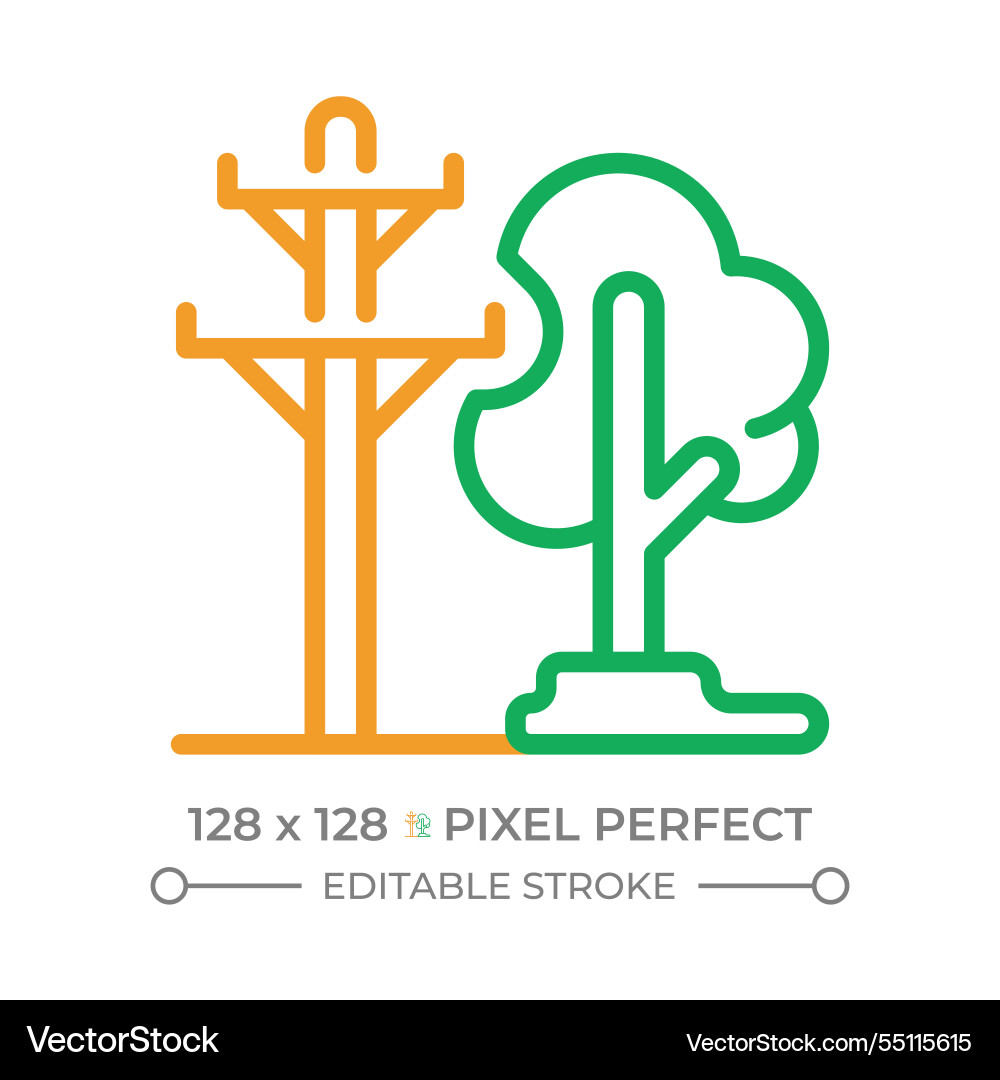 Power lines and trees two color line icon Power lines and trees two color line icon vector image