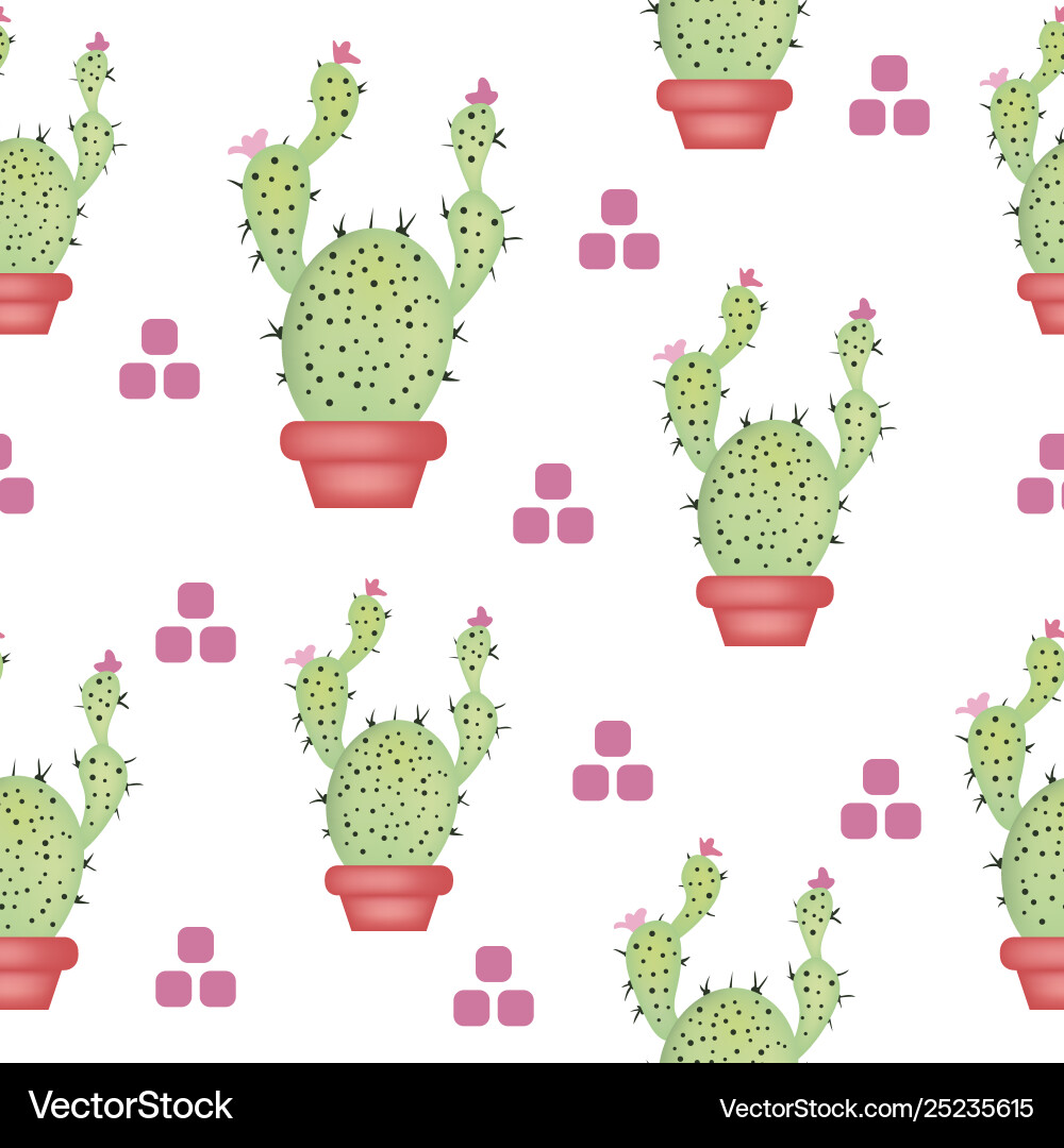 Seamless pattern with cactus and geometric Seamless pattern with cactus and geometric Vector Image